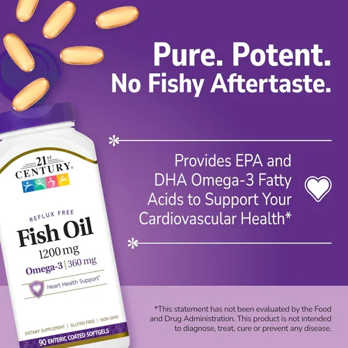 Miniatura 3 de 21st Century Aceite de pescado 1200 mg cápsulas blandas con revestimiento entérico, 90