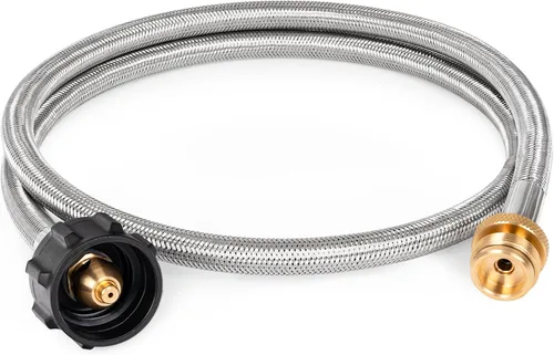SHINESTAR Adaptador de manguera de propano y manguera trenzada de acero inoxidable de 4 pies para calefactores Buddy, estufas Coleman, parrilla de