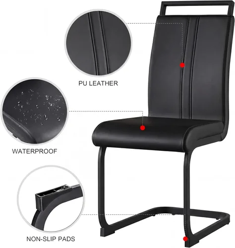 Miniatura 6 de Juego de 2 sillas de comedor modernas con esponja de alta densidad tapizada y patas de metal, sillas para comedor, sillas de comedor de piel
