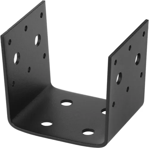 4 PCS soportes de base de medio poste negros, compatible con conector de anclaje de poste de 4 x 4, soportes colgantes para viguetas de marco de
