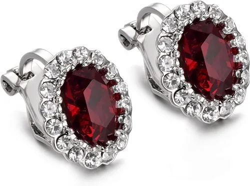 Miniatura 40 de Yoursfs Austria - Aretes de clip de cristal para mujer, chapados en oro de 18 quilates, joyería de moda con halo de circonita cúbica, aretes sin