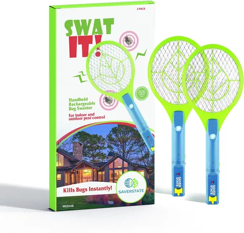 Miniatura 7 de SWAT IT! Bug Zapper - Raqueta recargable para matar insectos, 4000 voltios, cable de carga USB, paquete de 2 (mediano)