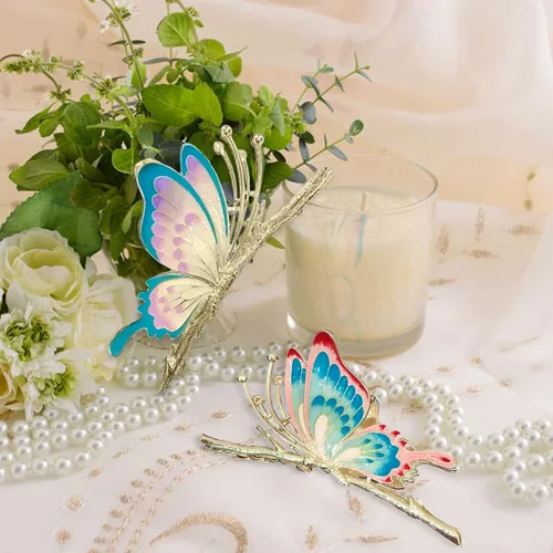Miniatura 8 de Grandes pinzas de mandíbula de metal antideslizantes con mariposa brillante para mujeres - Agarre fuerte y bonito, accesorios para el cabello