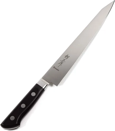 Miniatura 16 de Cuchillo de chef japonés multiusos INOX AUS-8A acero inoxidable mango de madera de Pakkawood negro, Santoku 7 pulgadas (7.087 in)