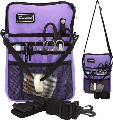 Miniatura 16 de Riñonera para enfermera con soporte para cinta, organizador de bolsillo para enfermeras para profesionales médicos, bolsa de cintura de enfermera