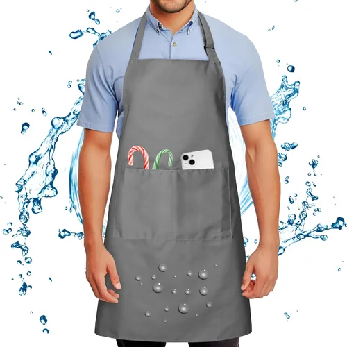 Miniatura 8 de Chef Apron for Men and Women Wash Free Bib Apron with 2 Pockets Water & Oil Proof Adjustable Aprons