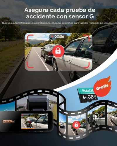 Miniatura 4 de BOTSLAB Cámara de tablero 4K delantera y trasera [2026 actualizada], tarjeta SD de 64 GB incluida, sensor STARVIS, cámara de tablero ultra ancha