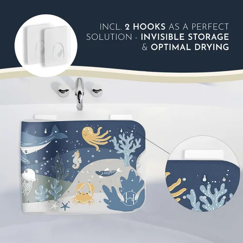 Miniatura 7 de Homerella Tapete de ducha antideslizante de 21 x 21 pulgadas y tapete de baño antideslizante de 40 x 16 para niños, 2 ganchos incluidos, lavable a