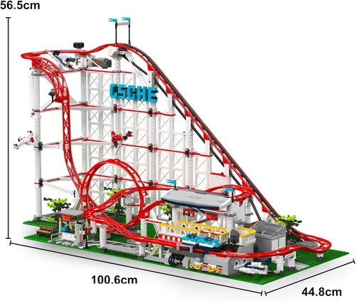 Miniatura 5 de Mould King Juego de montaña rusa con tecnología 11014, 3646 piezas, parque de atracciones, modelo de posavasos de bucle, bloques de construcción