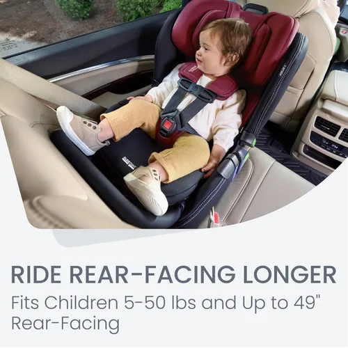 Miniatura 10 de Britax Poplar S Asiento convertible para automóvil, asiento de automóvil 2 en 1 con diseño delgado de 17 pulgadas, tecnología ClickTight, ónix rubí