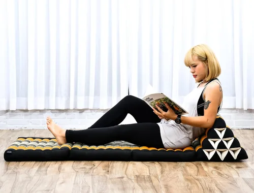 Miniatura 2 de Leewadee - Cojín Tailandés plegable para el suelo con respaldo para TV, sala de estar, colchón para exterior, 65.7 x 20.9 x 11.8 pulgadas, Kapok