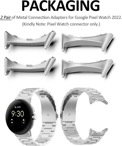 Miniatura 6 de Paquete de 4 conectores de correa de reloj compatibles con adaptador de reloj Google Pixel Watch 2, adaptador de conector reemplazable de metal