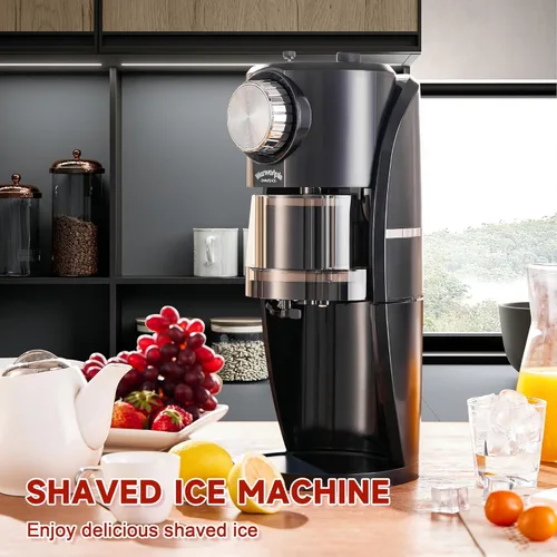 Miniatura 6 de Máquina de Hielo Raspado - Máquina de Conos de Nieve Equipada con Cuchilla de Acero Inoxidable, Botón de Ajuste para Regular Libremente el Grosor