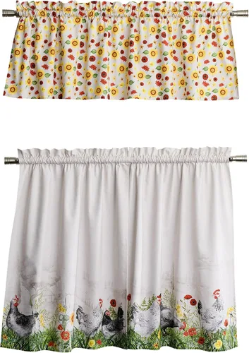Miniatura 50 de Maison d' Hermine Juego de cortinas de cocina para ventanas, juego de cortinas de cocina 100% algodón, cenefas para el hogar [2 niveles