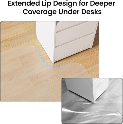 Miniatura 6 de DELAMU Tapete para silla de oficina para suelo de madera dura, 36 x 48 pulgadas, protector de suelo de PVC transparente para silla rodante