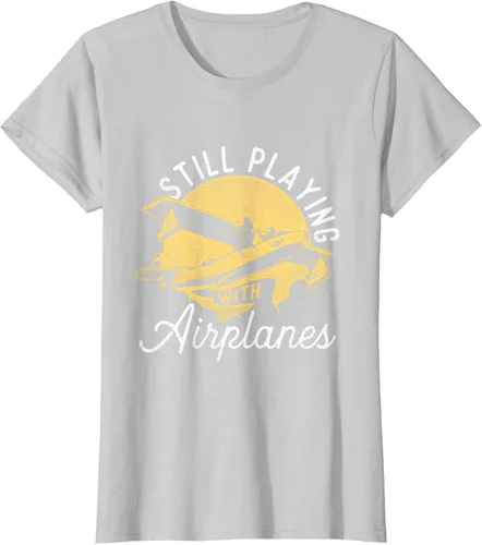 Miniatura 21 de Still Playing With Airplanes - Camiseta de control remoto RC Avión Piloto, Negro