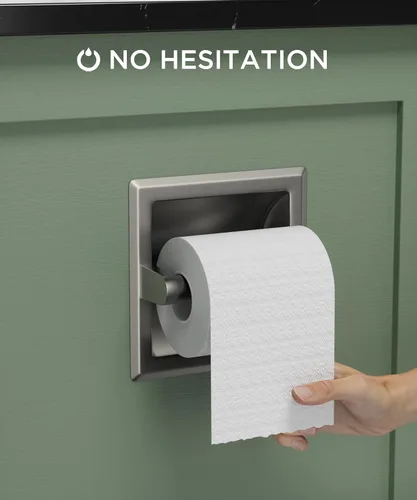 Miniatura 7 de FORIOUS Soporte de papel higiénico empotrado, soporte de rollo de papel higiénico de acero inoxidable duradero de montaje en pared para baño