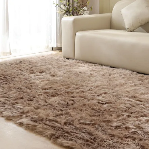 Miniatura 57 de ORINOVA Alfombras de pelo sintético lavable de color gris plateado claro para dormitorio, alfombra de felpa para sala de estar, alfombra