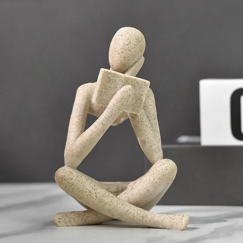 Miniatura 12 de Estatua de mujer de lectura, esculturas de pensador, adorno de arte abstracto, decoración de figura estética moderna, adecuada para el hogar, sala