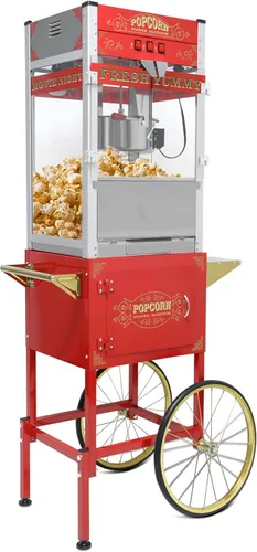 Miniatura 12 de Máquina de palomitas de maíz de 12 onzas con carro, hervidor de acero inoxidable de 12 onzas y luz de calentamiento, regalos de Navidad, regalos