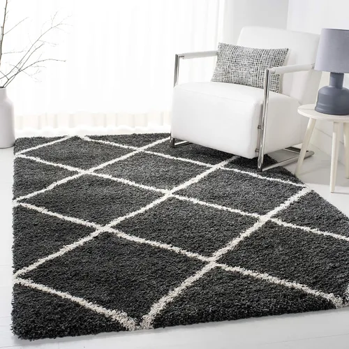 Miniatura 80 de SAFAVIEH Hudson Shag Collection - Alfombra decorativa de 2 x 3 pies, color beige y marfil, diseño moderno de enrejado, no desprende pelusa