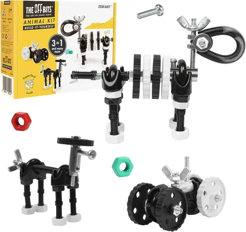 Miniatura 10 de The Off Bits - Juego de erectores: mini juguetes STEM de animales para niños de 6 años, juegos de construcción de juguetes con tuercas y tornillos