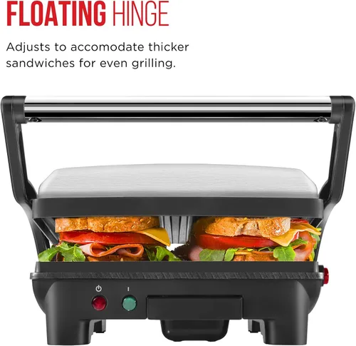 Miniatura 7 de Chefman Tostadora digital de 2 rebanadas, emergente, parrilla de prensa Panini y platos recubiertos para sándwiches gourmet, superficie de acero