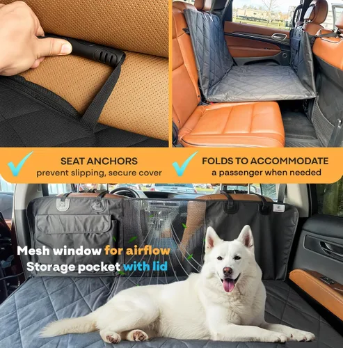 Miniatura 3 de APetsPlanet Funda de asiento de automóvil para perro para asiento trasero con parte inferior dura, extensor de asiento trasero impermeable