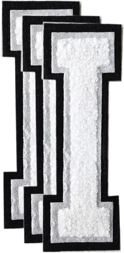 Miniatura 129 de 3 parches de números de chenilla negra, tamaño grande de 4-1/2" parches de números para planchar, parches universitarios para ropa, 8" Borde oro rosa