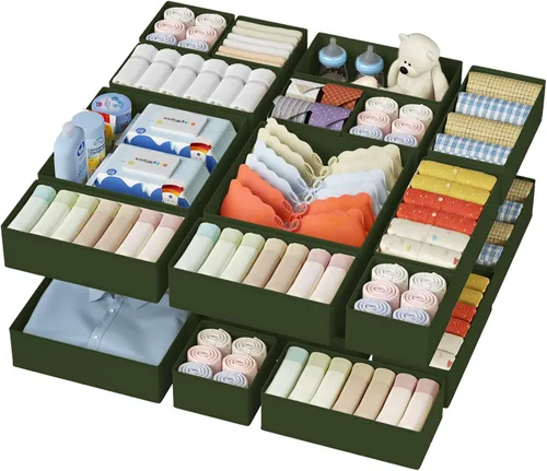 Miniatura 24 de DIMJ Organizador de cajones de ropa – Paquete de 20 contenedores organizadores de cajones de armario para almacenamiento de ropa de bebé, Rosa