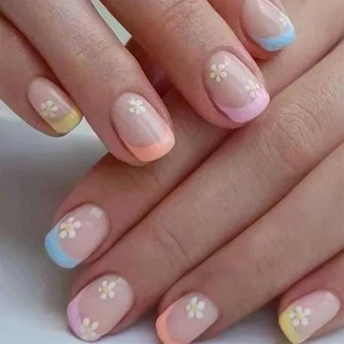 Miniatura 11 de Hkanlre - Uñas postizas cortas a presión con forma de almendra, uñas falsas de acrílico blancas brillantes, uñas postizas de cobertura completa