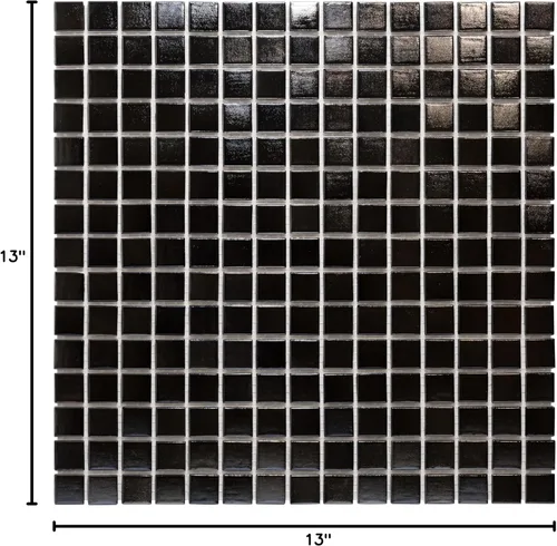 Miniatura 9 de URBN - Mosaico de vidrio iridiscente contemporáneo casi negro pero gris oscuro para interiores y exteriores, hoja individual