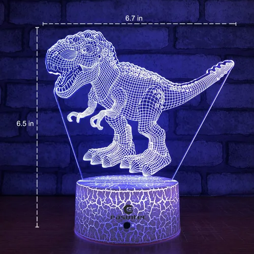 Miniatura 5 de easuntec Juguetes de dinosaurio con luz nocturna 3D con control remoto y táctil inteligente, 7 colores + 16 colores cambiantes TRex juguetes
