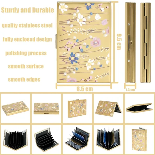 Miniatura 99 de BONSYL® Soporte para tarjetas de crédito, cartera delgada de metal con bloqueo RFID, con 6 ranuras para tarjetas, para mujeres y hombres.