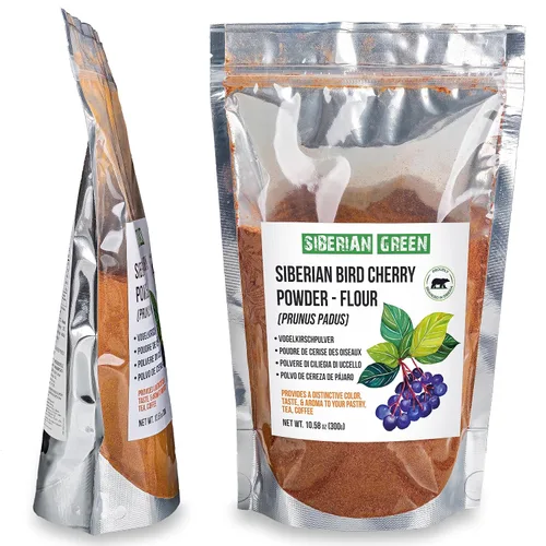 Miniatura 7 de Auténtica Cereza de Ave Siberiana en Polvo (Harina), Sin Gluten, Natural Cruda 300gr/10.58oz Altai Región Salvaje Cosechado