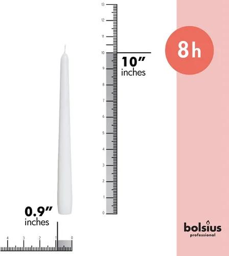 Miniatura 2 de BOLSIUS 20 velas cónicas blancas sin perfume de 10 pulgadas, 8 horas de tiempo de combustión, calidad europea premium, sin humo, sin goteo, Blanco