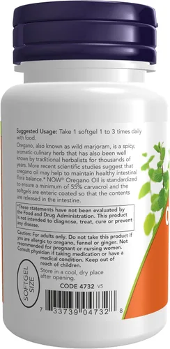 Miniatura 3 de NOW Foods Suplementos, aceite de orégano con aceite de jengibre e hinojo, recubrimiento entérico, 90 cápsulas blandas