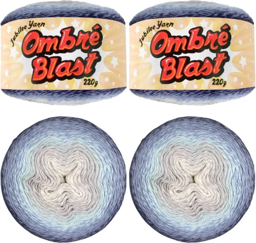 Miniatura 27 de JubileeYarn Hilo Ombré Blast - 220g/pastel Algodón Peso Bebé - Cripta de Hielo - 1 Pastel 119 Cripta de hielo