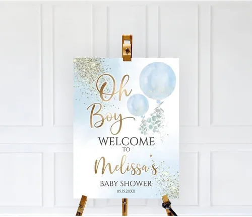 Miniatura 5 de Letrero de bienvenida para baby shower, decoración de baby shower de Little Cutie - Letrero personalizado para baby shower con texto en inglés "A