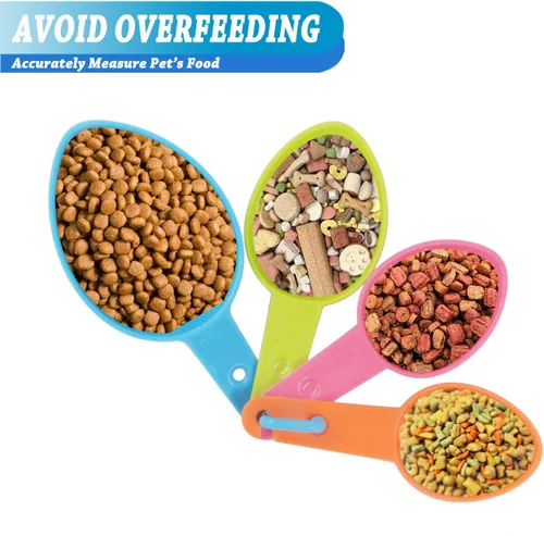 Miniatura 3 de HINMAY Juego de cucharas medidoras de plástico para alimentos de mascotas, para perros, gatos y aves (color aleatorio)