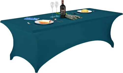 Miniatura 53 de LZY Cubierta de Mesa Elástica Ajustable de Spandex para Mesa Plegable de 6 pies, 4 pies o 8 pies, Mantel de Cóctel Rectangular, Perfecto para Champn