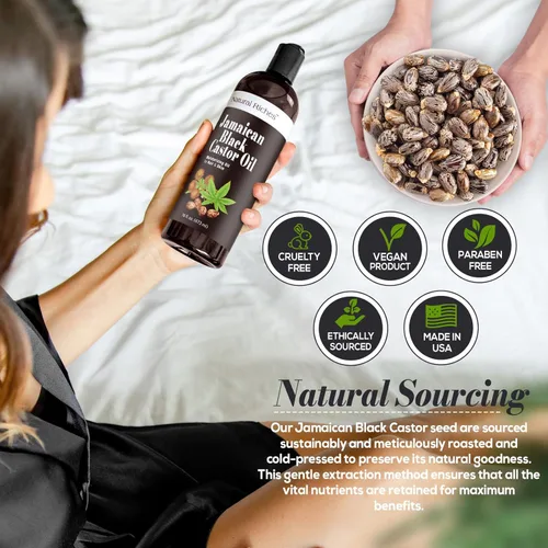 Miniatura 3 de Natural Riches Aceite de ricino negro jamaicano puro orgánico prensado en frío para el crecimiento del cabello, cuidado de la piel para piel seca