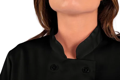 Miniatura 7 de Abrigo de chef de manga corta clásico negro para mujer