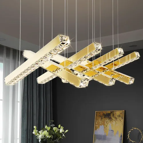 Miniatura 9 de Candelabro de cristal dorado vintage de 6 luces