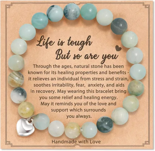 Regalos para mujeres, pulsera curativa de piedra natural, regalos inspiradores para mujeres, adolescentes y niñas
