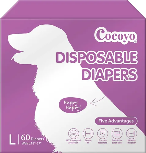 COCOYO Pañales desechables para perros hembra, pañales para perritas, pañales para perritas, súper absorbentes, transpirables, indicador de humedad