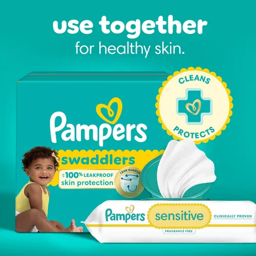 Miniatura 7 de Pampers Toallitas para bebé, sensibles, a base de agua, clínicamente probadas, hipoalergénicas y sin perfume para bebés, 672 toallitas en total