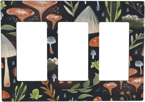 Miniatura 118 de Cubierta decorativa para interruptor de luz, diseño de pájaros y flores florales en blanco y negro, 2 bandas, cubierta decorativa para pared, placa