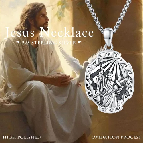 Miniatura 638 de Collar con colgante de plata de ley 925 con medalla de San Patrón, joyería religiosa para hombres y mujeres, con cadena de acero inoxidable 316L