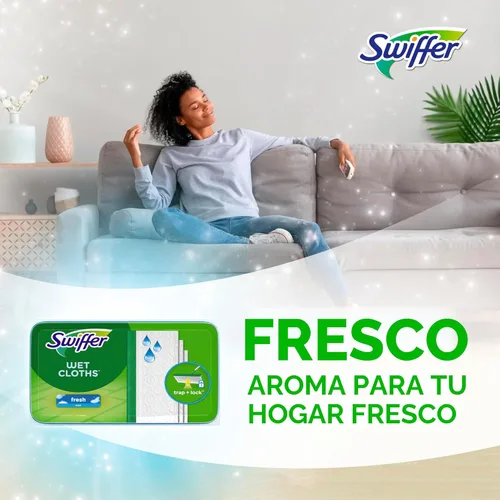 Miniatura 5 de Swiffer Barrido + trapeador, repuesto de almohadillas húmedas, limpiador de suelos para suciedad, polvo, cabello, paños de limpieza para trapear